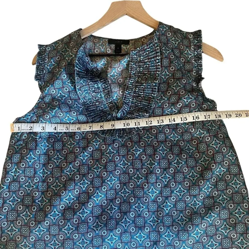 J. Crew 100% Silk Blouse Size 10 Blue Shell Tank
